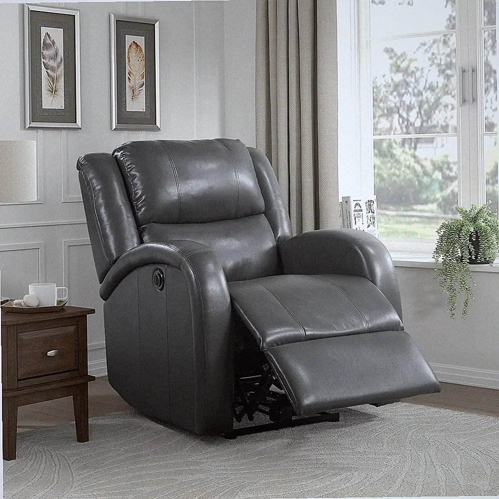 Gray Power Reclining Chair with One-Touch Control for Living Room or Bedroom