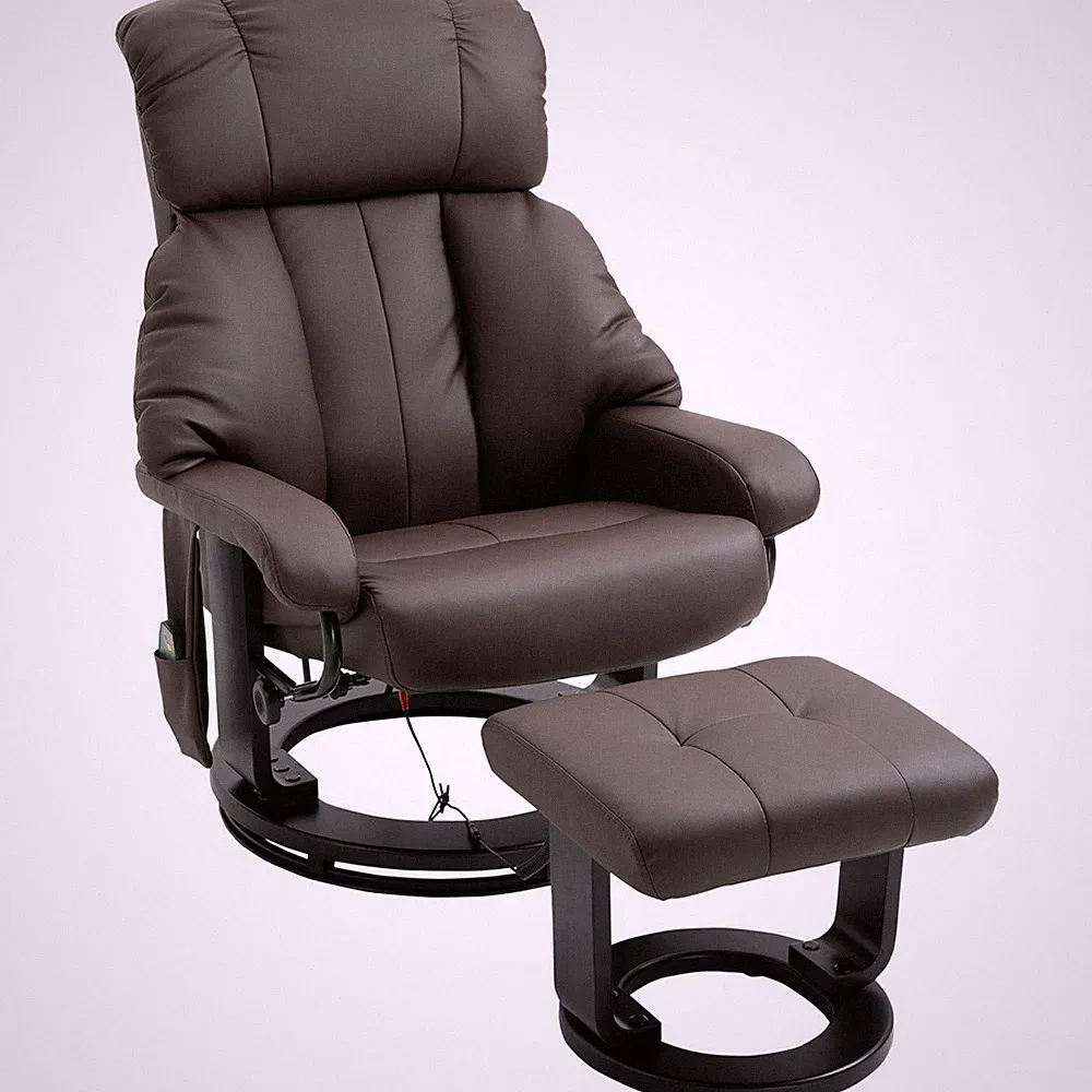 Massage Recliner Chair with Ottoman Swivel Vibration for Living Room Bedroom